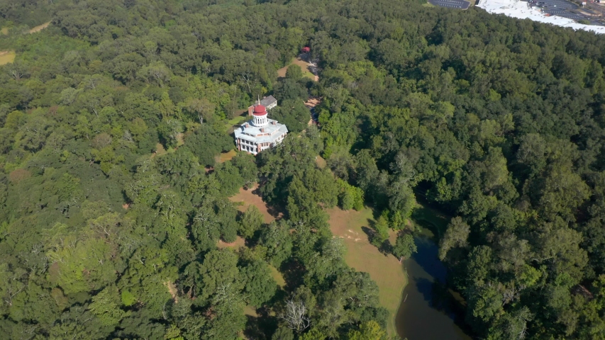 4K Aerial Drone Shot of the Natchez Mississippi, Historical Longwood Mansion