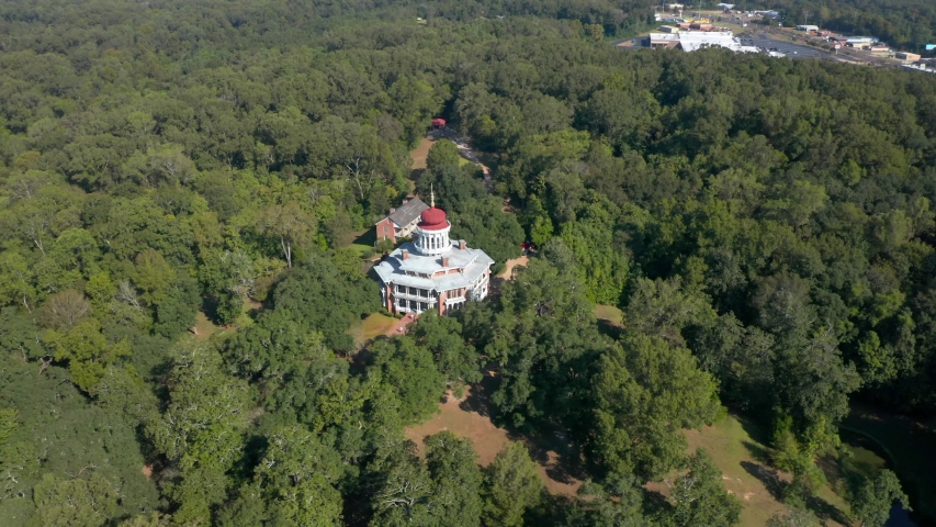 4K Aerial Drone Shot of the Natchez Mississippi, Historical Longwood Mansion
