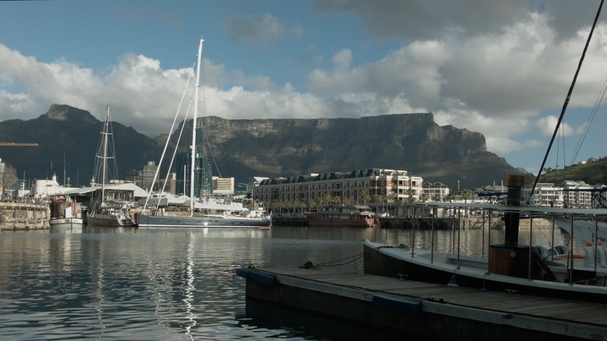 View of the port of Cape Town and Table Mountain