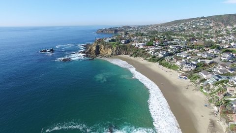 Coastline View of Laguna Beach California Aerial.MOV