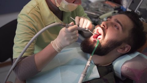 Dentist Dentistry Bearded Caucasian Men Dental Treatment Care Clinic Teeth Stomatology
