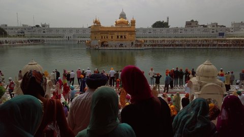 Amritsar, India - Circa October 2019. Devotees visiting Golden temple in Amritsar.