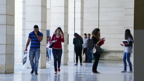 LEBANESE UNIVERSITY, BEIRUT, LEBANON - 2015: Students on Faculty of Law campus, Lebanese. The Lebanese University is the only public institution for higher learning in Lebanon.