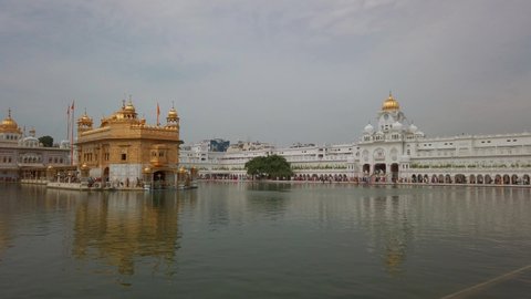 Amritsar, India - Circa October 2019. Beautiful view of Golden temple in Amritsar.