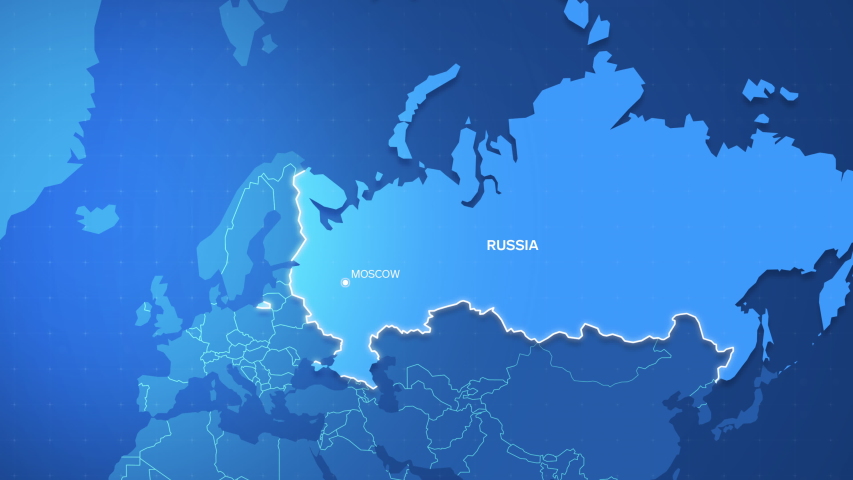 blue map of russia with moscow
