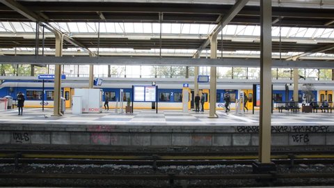 Inside The Amstel Station Platform At Amsterdam The Netherlands 2019  