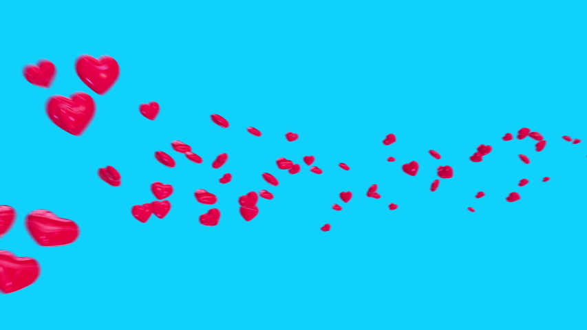 Realistic 3d cartoon red heart flying and rotated on blue background. Colorful symbol of Valentine's day. Abstract romantic concept for holiday or broadcast decoration. Loop 3d animation. | Shutterstock HD Video #1041782755