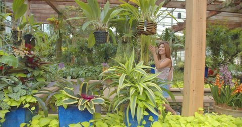 Couple Exploring Botanical Garden, Plant Market, Slow Motion 4K