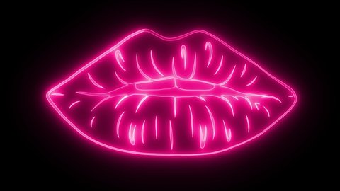 Retro neon lips sign. Design element for Happy Valentine's Day.