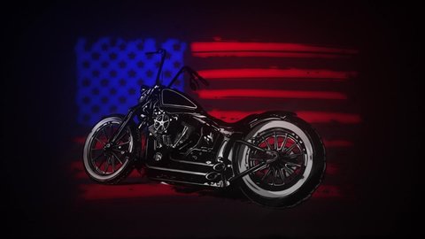 vintage American chopper motorcycle with american flag