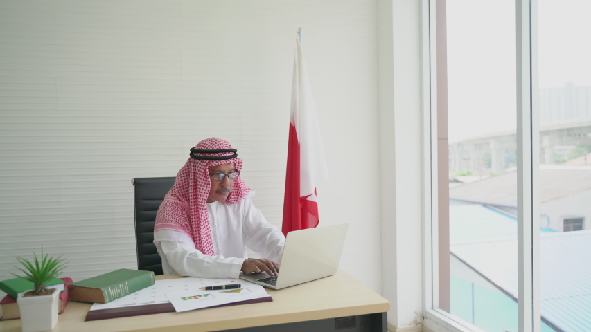 Arab businessman handshake and working in office