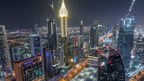 Downtown Dubai Skyscrapers At Night Stock Footage Video 100 Royalty Free Shutterstock