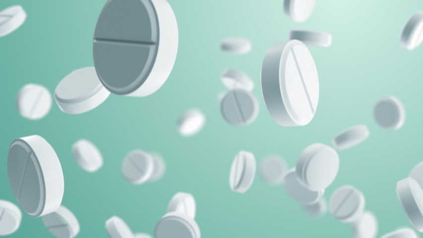 White Round Pills Falling Seamless. Looped 3d Animation of Drugs Fall on Light Background. Medicine and Pharmaceutical Business Concept. 4k Ultra HD 3840x2160. Royalty-Free Stock Footage #1041791473