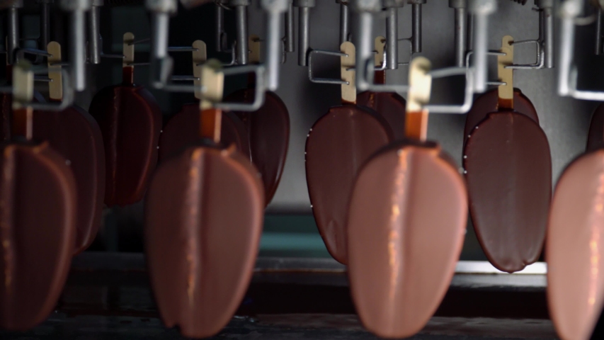 Chocolate Ice-cream production line. Desserts on conveyor belt. Food production process. | Shutterstock HD Video #1041796807