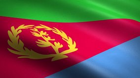 Flag of Eritrea. Waving flag with highly detailed fabric texture seamless loopable video. Seamless loop with highly detailed fabric texture. Loop ready in HD resolution 1080p 60fps