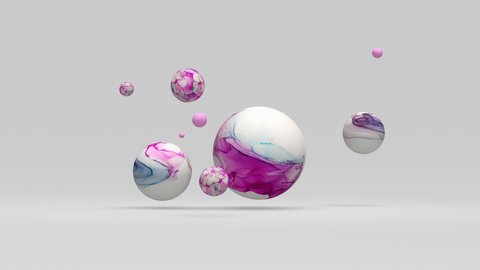 Painted spheres moving. Abstract 3d animation. 库存视频