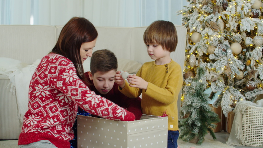 preparation for decorating christmas tree
