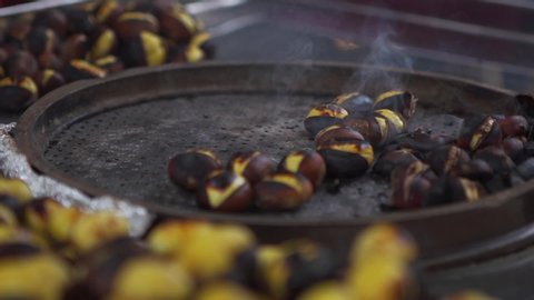Istanbul street delicacies roasting chestnuts