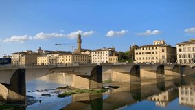 Ponte alle Grazie in Florence, Tuscany, Italy. Time lapse video.