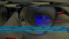 Digital glitch effect over Close-up of young women eyes surfing the internet on tablet smartphone device with screen being reflected in her eyewear glasses addiction to social networks - Powered by Shutterstock - Get 15% off with code: PIKWIZARD15