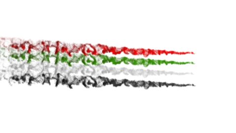 UAE flag color airshow smoke moving from one direction to other for UAE National Day Background