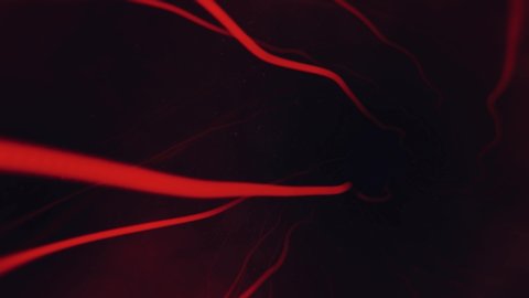 Rotating Curvy Red Veins Tunnel with Subtle Particles. Seamlessly looping animated background.