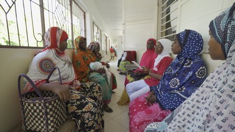 Zanzibar, Tanzania : 10/30/2019. Midwife talking to expectant mothers in clinic. 