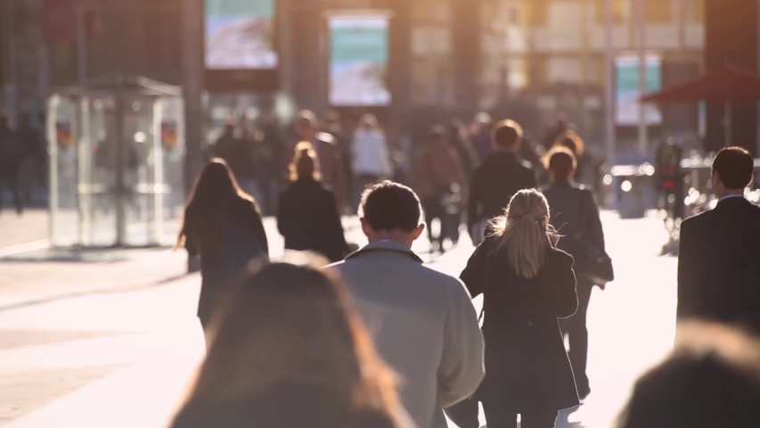 unrecognizable people walking on the street, crowd in big city Royalty-Free Stock Footage #1041901189