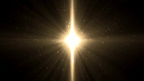Animation golden background with rays and sparkles stars on black background. Abstract animation background with lens flare. Seamless loop. Set the video in my portfolio. 