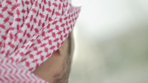 riyadh, saudi arabia 11/12/2019 : a saudi man looking at the horizon 