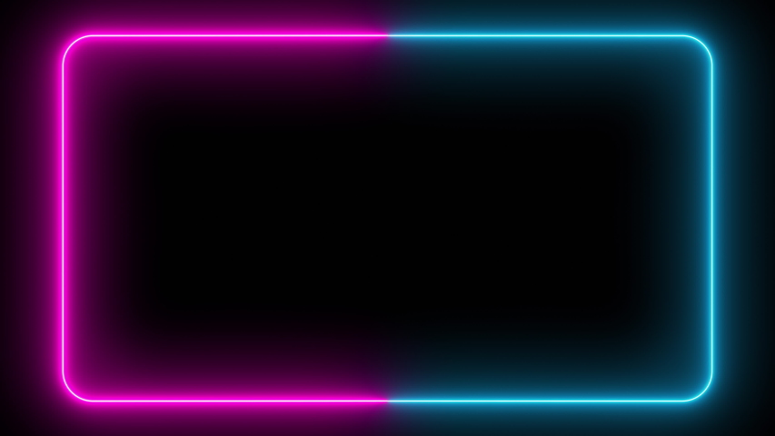 Flickering neon frame on an isolated black background. Ultraviolet modern light neon spectrum. Rectangle with rounded edges. Seamless loop laser show 3d render | Shutterstock HD Video #1041912202
