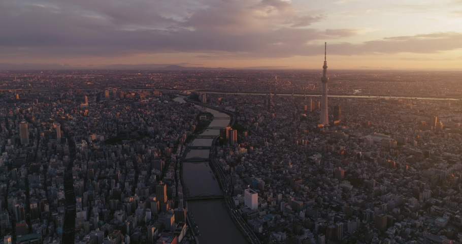 Dramatic dawn shot of Tokyo city, Japan | Shutterstock HD Video #1041916909