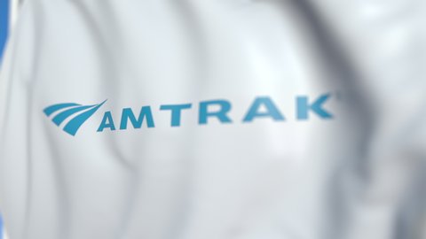 Flying Flag Amtrak Logo Closeup Editorial Stock Footage Video (100% ...