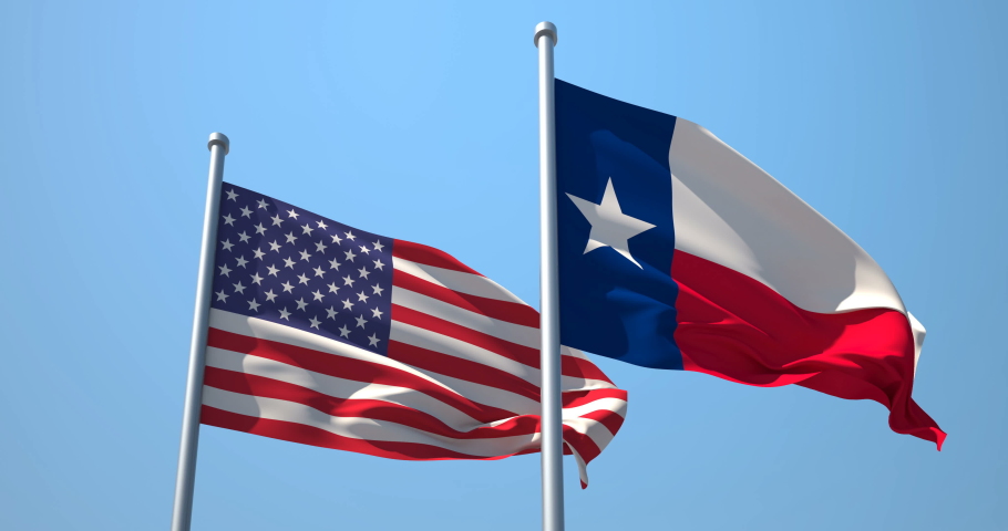 Texas Flag Usa On Flagpole Realistic: стоковое видео (без лицензионных плат...