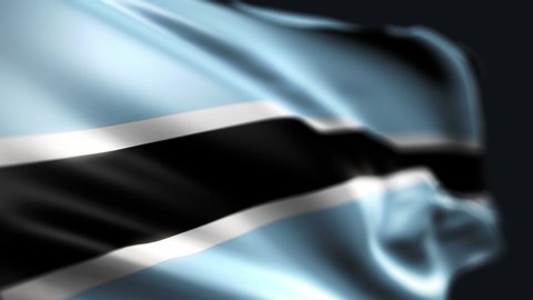 3d render. Botswana flag flies in the wind. Seamless loop.