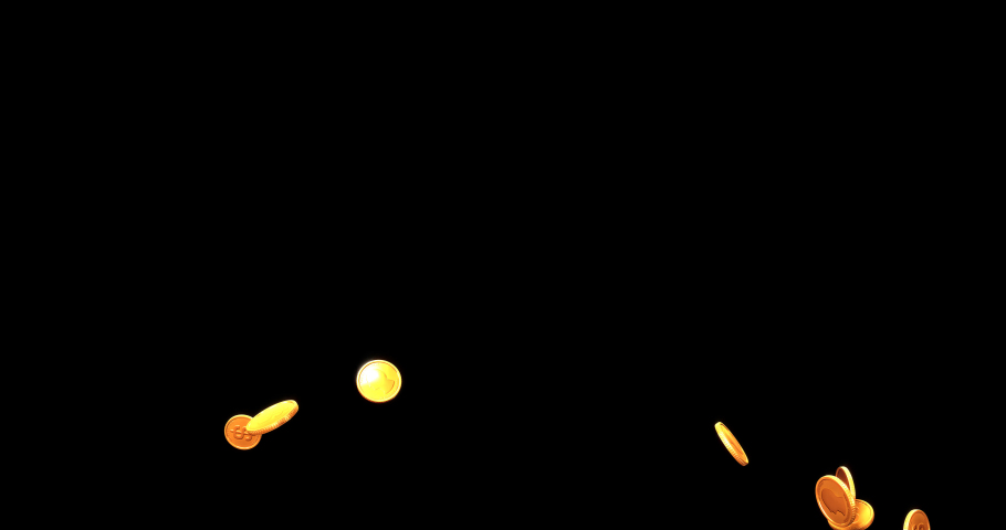 Raining gold coins. Three levels of density. Perfect for video games, apps, commercials, marketing content, and casino graphics . Transparency embedded in video. | Shutterstock HD Video #1041942940