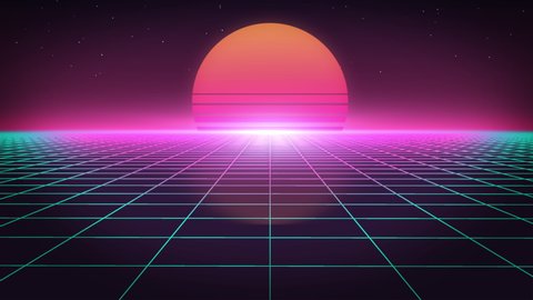 Retro Text Retrofuturistic Synthwave Background Grid Stock Footage ...