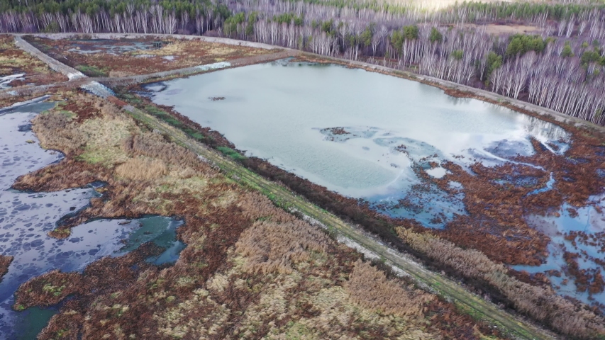 Sump of treatment facilities. View from above
