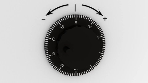 The rotary knob rotates from minimum to maximum. 3D animation