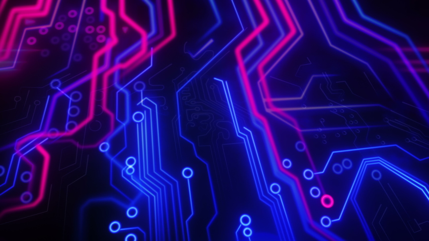 Digital Motherboard Grid Energy Waves Cpu Stock Footage Video 100 