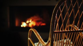 An Empty Rocking Chair Sways By The Fireplace Next To A Set For Needlework Free Stock Video Footage Download Clips Winter