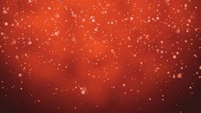 Animation of a fun video card with falling snowflakes, clouds, lines and circles on a red background
