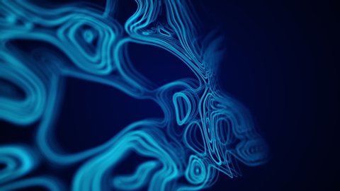 Abstract background with animation of morphing shapes as topographic map. Animation of seamless loop.