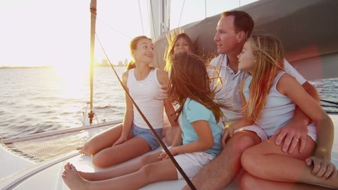 Caucasian Family Group Luxury Lifestyle Yacht Tourism Travel Health Insurance