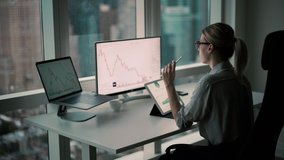 Intelligent female employee using synchronised devices for making online transferring of money investitions checking analytic information form blockcahin, concept of digital marketing via platform
 - Powered by Shutterstock - Get 15% off with code: PIKWIZARD15