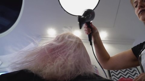 03/26/2019 Russia/Orenburg Blow dry hair in a beauty salon