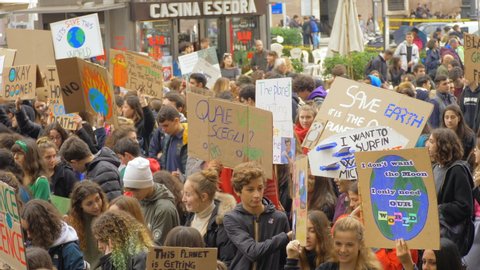 Rome, Italy,29 november 2019: banners,slogan,students at "Friday For Future" protest