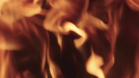 Closeup of flames in fireplace. Slow motion 150fps. Sony Fs7