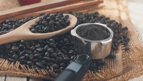 Video of coffee bean on sackcloth
