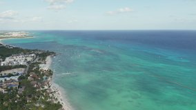 Swooping into Beautiful Aqua Blue Caribbean Water - 4k Aerial